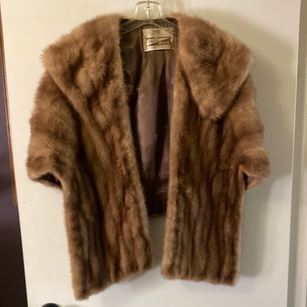Vintage Fox Fur Stole Shoulder Wrap by Pelta Furs Light Brown Mink Lg - XL